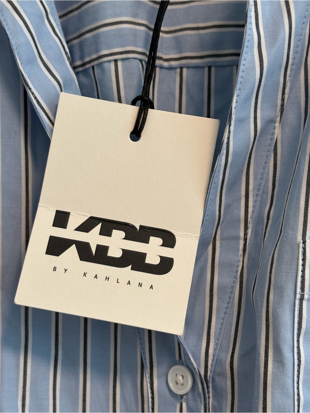 Classic Blue Stripe Long Sleeve Shirt Dress with Tie Detail - Picture 11 of 11